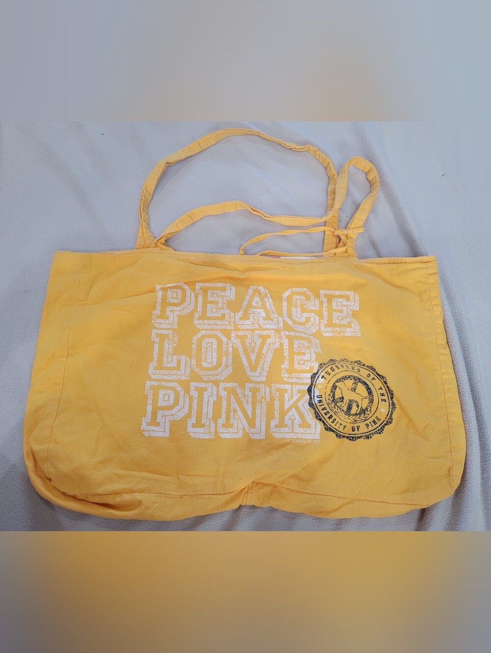 Victoria's Secret PINK Yellow Tote Bag - Peace Love PINK